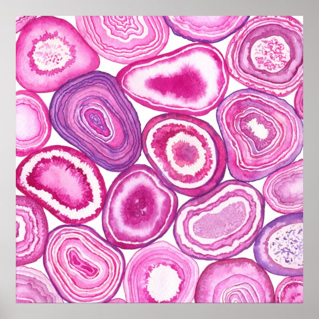 Pink agate Aquarell Poster (Vorne)