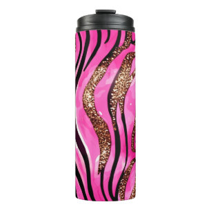 Pink Agate Glitzer Thermal Tumbler 12oz Thermosbecher