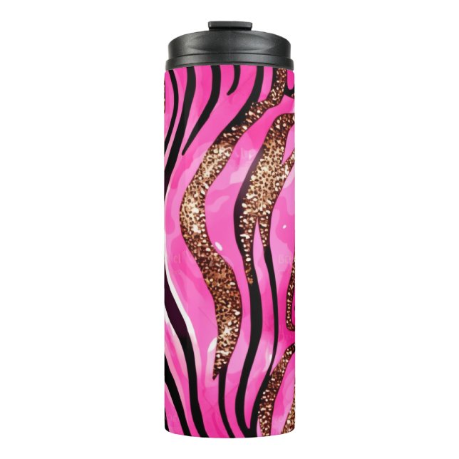 Pink Agate Glitzer Thermal Tumbler 12oz Thermosbecher (Vorderseite)