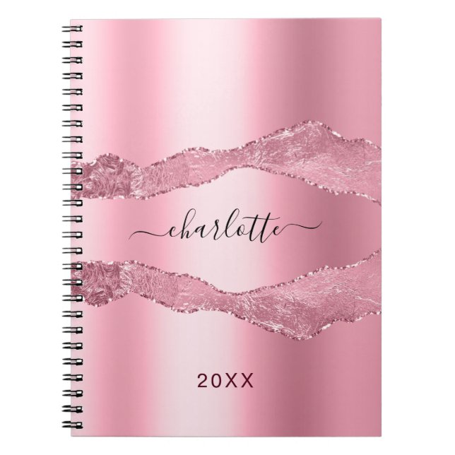 Pink agate-Marmornamenskript Notizblock (Vorderseite)