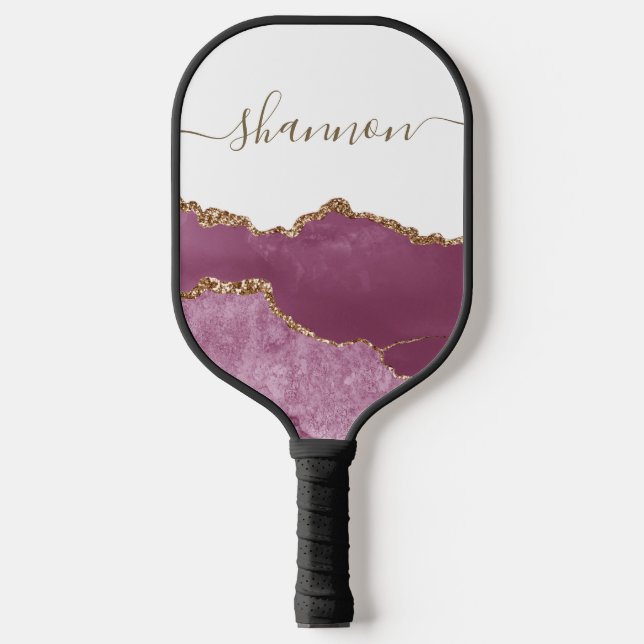Pink Agate Pickleball Paddle (Vorderseite)