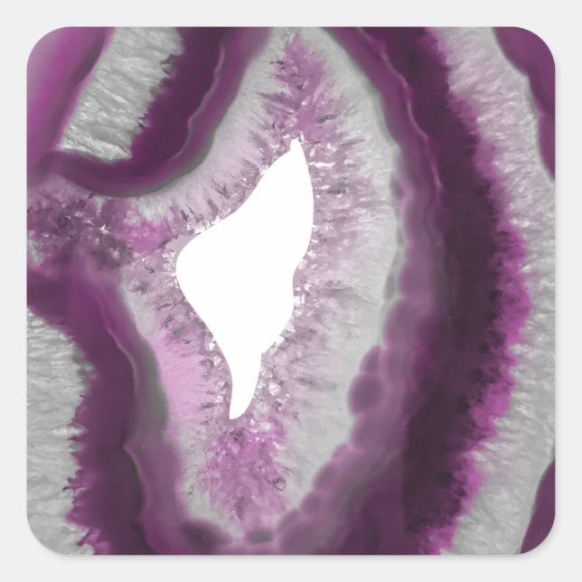 Pink Agate Quadratischer Aufkleber (Vorderseite)