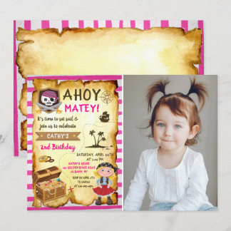 Pink Ahoy Treasure Karte Girls Pirate Foto Geburts