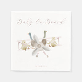 Pink Airplane Baby Shower Napkins Serviette