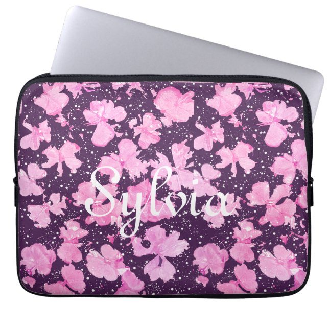 Pink Akrylic Paint Blume Petals Laptopschutzhülle (Vorderseite)