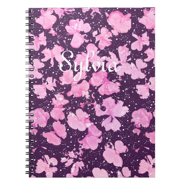 Pink Akrylic Paint Blume Petals Notizblock (Vorderseite)