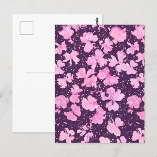 Pink Akrylic Paint Blume Petals Postkarte