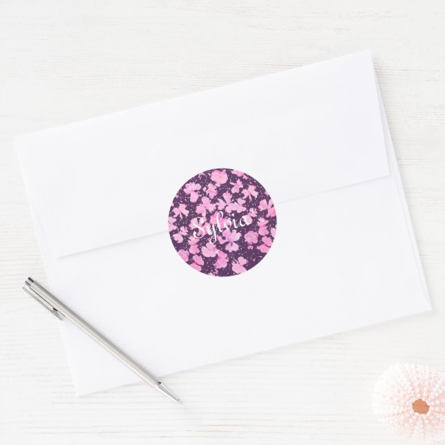 Pink Akrylic Paint Blume Petals Runder Aufkleber (Umschlag)