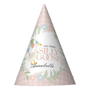 Pink Albern Gänse Floral Gingham Birthday Gefallen Partyhütchen