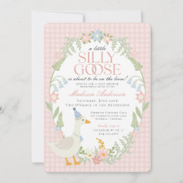 Pink Albern Gänse Gingham Baby Dusche Einladung