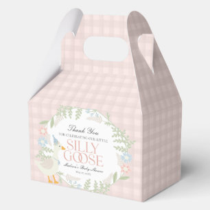 Pink Albern Gänse Gingham Baby Dusche Geschenkschachtel