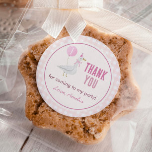 Pink Albern Gänseballon Girl Birthday Runder Aufkleber