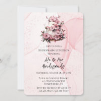 Pink Alcohol Ink Wedding Cake Bridesmaids Luncheon