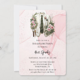 Pink Alcohol Tinte Anzug Bachelor Party Einladung