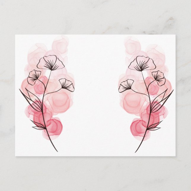 Pink Alcohol Tinte Blume Ankündigungspostkarte (Vorderseite)