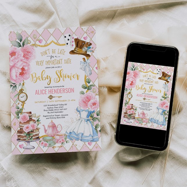 Pink Alice im Wunderland Mad Tee Party Baby Girl Einladung (Von Creator hochgeladen)