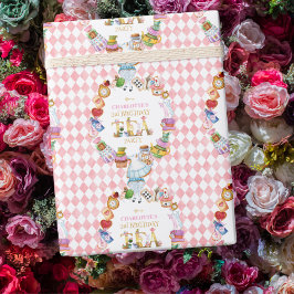 Pink Alice in Wonderland 3rd Birthday Geschenkpapier