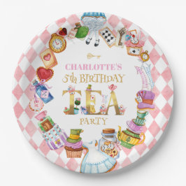 Pink Alice in Wonderland 5th Birthday   Pappteller
