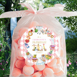 Pink Alice in Wonderland 5th Birthday Runder Aufkleber