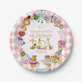 Pink Alice in Wonderland 6th Birthday   Pappteller