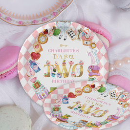 Pink Alice in Wonderland Tea for Two Birthday   Pappteller