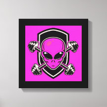 Pink Alien Gym Stretched Canvas Print