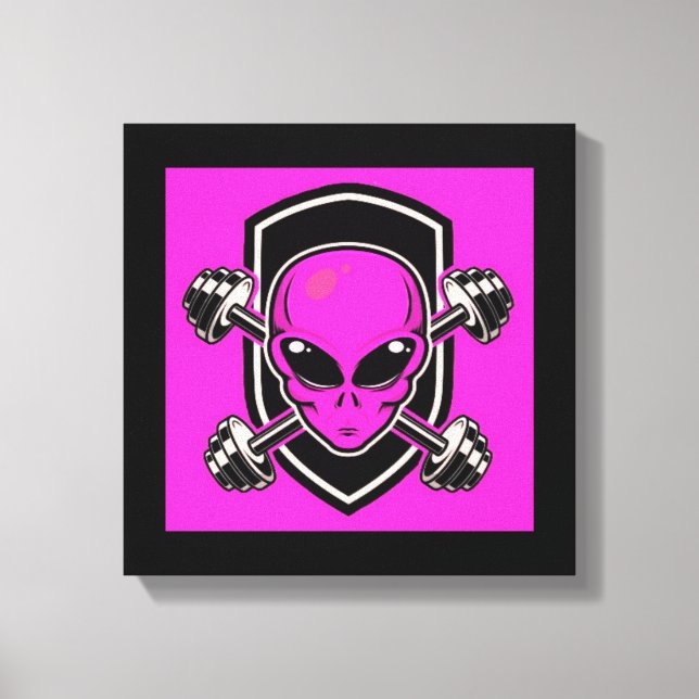 Pink Alien Gym Stretched Canvas Print Leinwanddruck (Vorderseite)