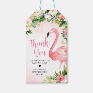 Pink Aloha Flamingo Baby Duwer Fevor Tags Geschenkanhänger