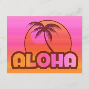 Pink Aloha Palm Postkarte