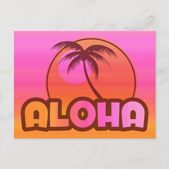 Pink Aloha Palm Postkarte (Vorderseite)
