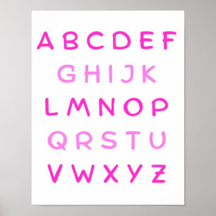 Pink Alphabet Hauptstadt Briefe Lehrer Kinderzimme Poster