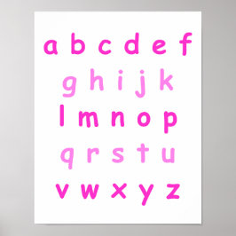 Pink Alphabet Lowercase Briefe Lehrerin Kinderzimm Poster