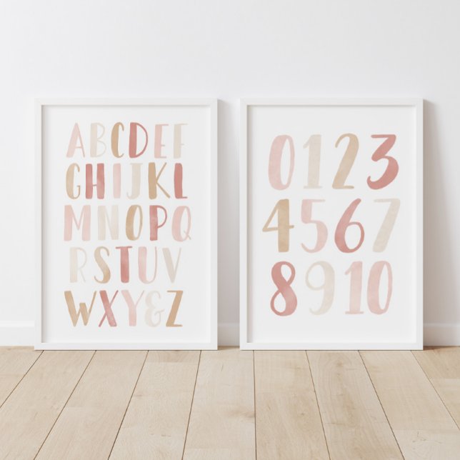Pink Alphabet und Zahlen Unterrichtsraum Bilderwand Sets (Von Creator hochgeladen)