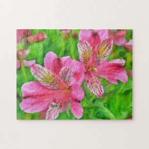 Pink Alstroemeria Lido Blume Aquarell Puzzle