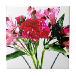 Pink Alstroemeria Wasserfarben Fliese