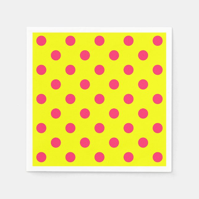 Pink am gelben Polka-Punktmuster Serviette (Vorderseite)