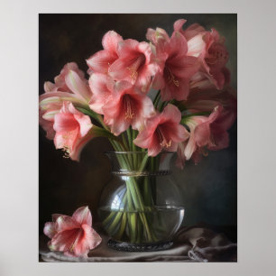 Pink Amaryllis Blume Art Print Poster