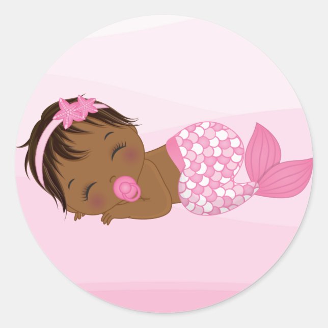 Pink American Girl, Baby Mermaid Sticker (Vorderseite)