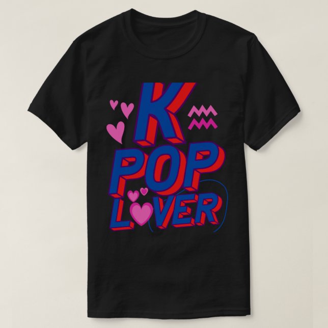 Pink &amp_ Lila Niedlicher K-Pop T-Shirt (Design vorne)