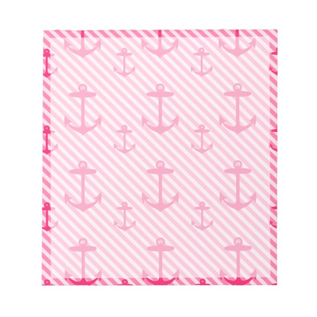 Pink Anchor Muster Notizblock (Vorderseite)