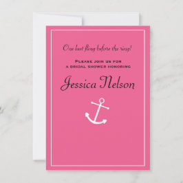 Pink Anchor Nautical Bridal Polterabend laden ein Einladung