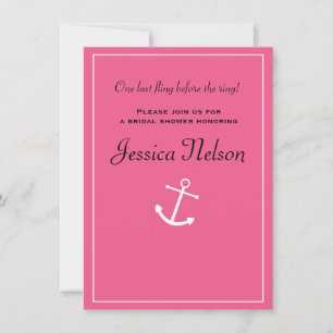 Pink Anchor Nautical Bridal Polterabend laden ein Einladung