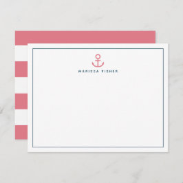 Pink Anchor Stationery Note Card Mitteilungskarte
