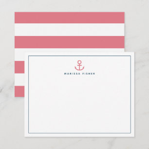 Pink Anchor Stationery Note Card Mitteilungskarte