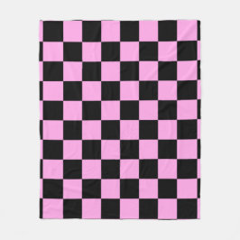 Pink and Black Checkered Square Pattern Fleecedecke