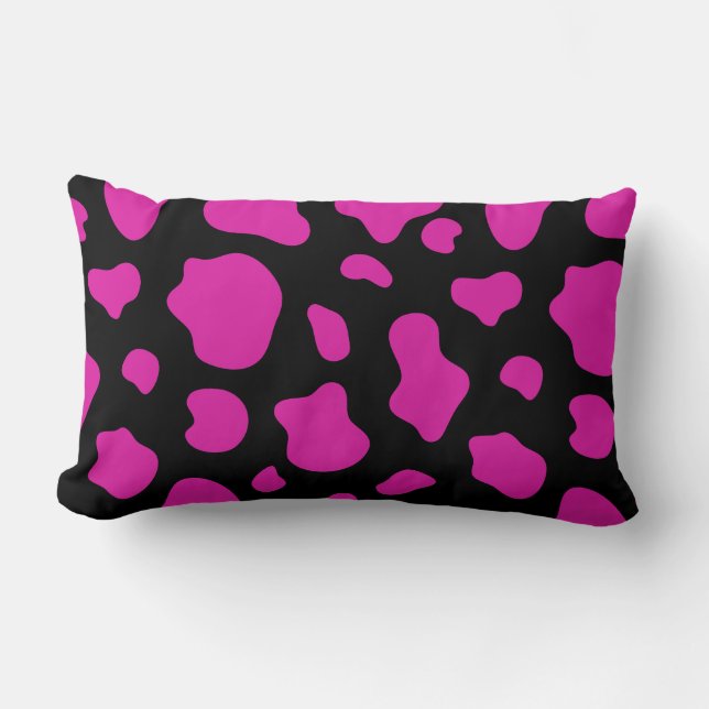 Pink And Black Cow Print Decorative Pillow Lendenkissen (Vorderseite)