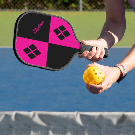 Pink and Black Diamonds | Custom Modern Geometric Pickleball Schläger
