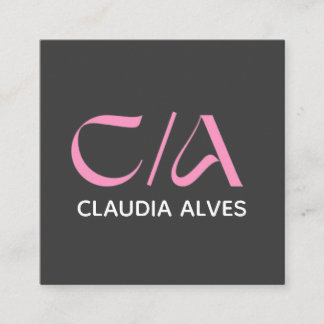 pink and black modern Qr code business card square Quadratische Visitenkarte