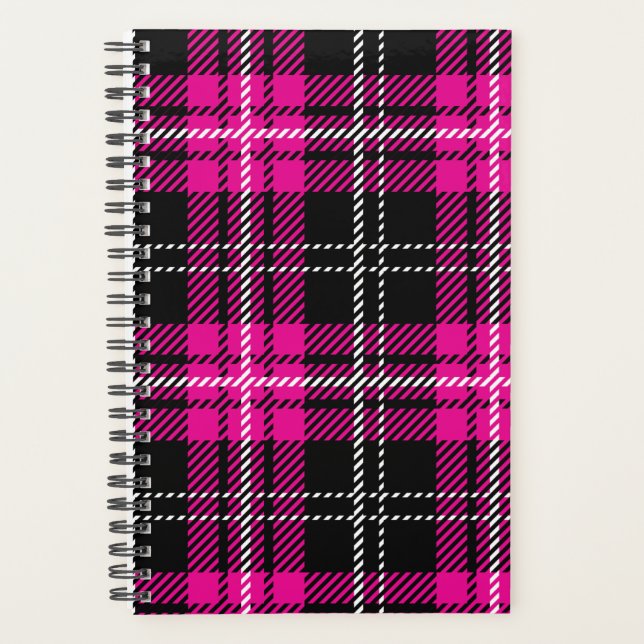 Pink and Black Plaid Planner Notebook Planer (Vorderseite)