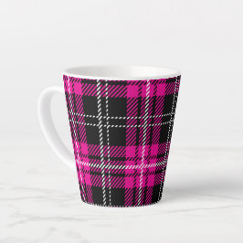 Pink and Black Plaid Print Coffee Mug Cup Milchtasse